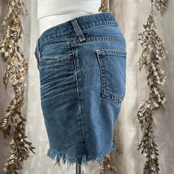 GAP long & lean women's denim shorts 8L mid rise frayed hem‎ summer cutoffs - Picture 4 of 14